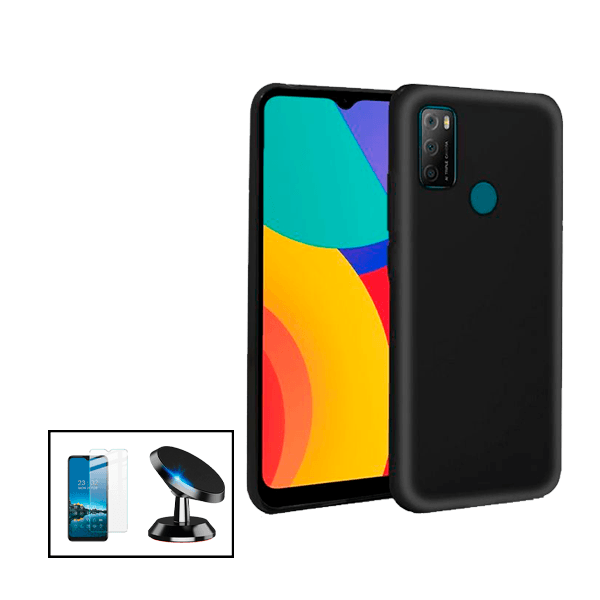 Kit Película de Vidro Temperado GorilasGlass + Capa Proteção Traseira Silicone + Suporte Magnético para Alcatel 1L Pro 2021