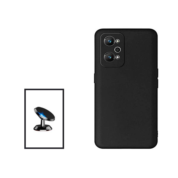 Kit Suporte Magnético + Capa Proteção Traseira Silicone para Realme GT Neo2 - Preto