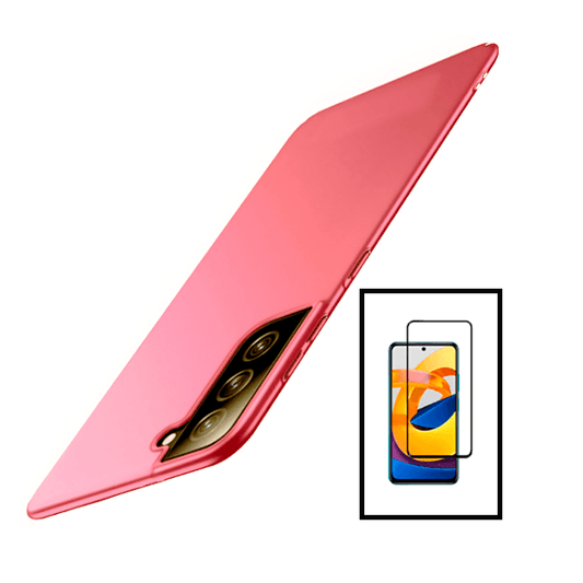 Kit Película de Vidro Temperado GorilasGlass + Capa Rígida e Fina para Samsung Galaxy S22 5G - Rosa