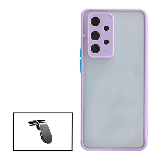 Kit Capa Traseira Proteção Camara + Suporte de Carro Magnético L para Samsung Galaxy A32 5G - Roxo