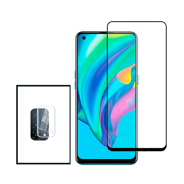 Kit Película Protectora para Câmara Traseira + Película de Vidro Temperado GorilasGlass para Oppo A95 - Transparente/Preto