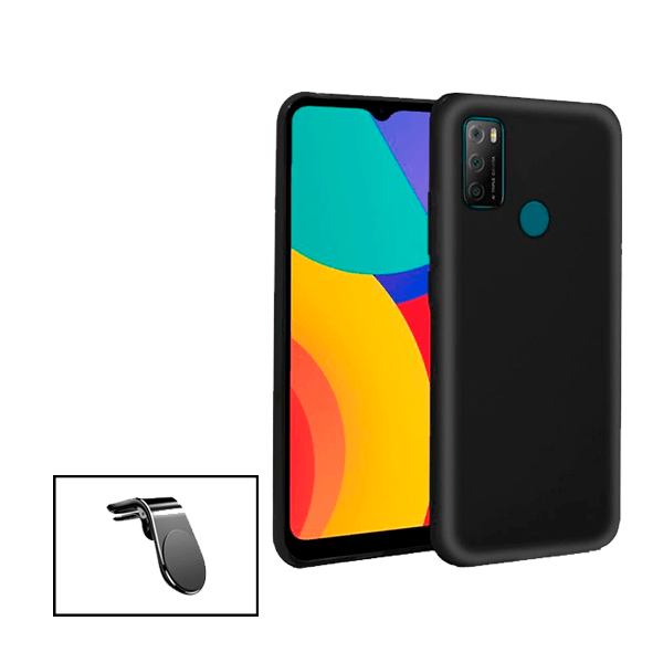 Kit Suporte de Carro Magnético L + Capa Proteção Traseira Silicone para Alcatel 1L Pro 2021