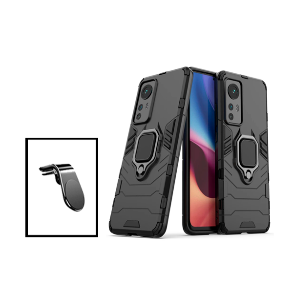 Kit Suporte de Carro Magnético L + Capa de Proteção Militar Magnética para Xiaomi 12 - Preto