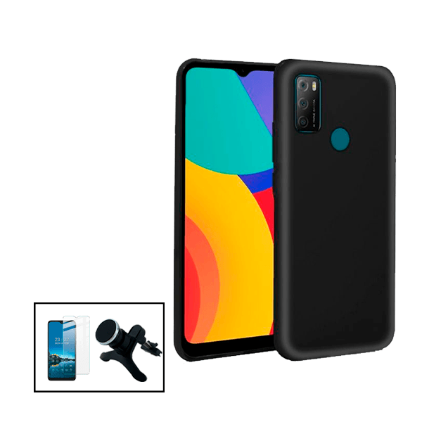 Kit Película de Vidro Temperado GorilasGlass + Capa Proteção Traseira Silicone + Suporte Magnético Com Pernas para Alcatel 1L Pro 2021