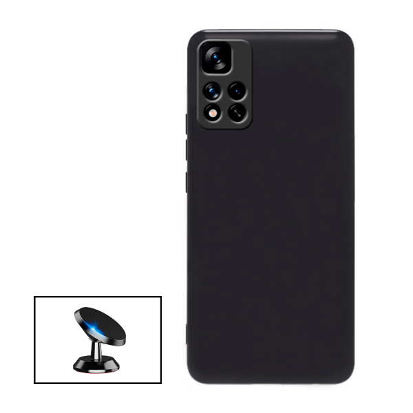 Kit Suporte Magnético + Capa Proteção Traseira Silicone para Xiaomi Poco X4 NFC - Preto