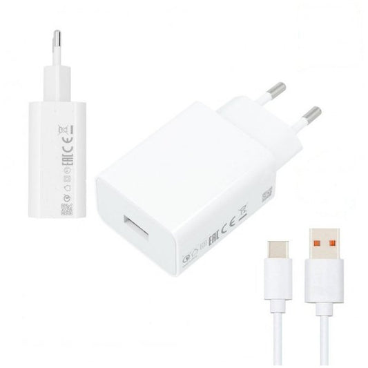 Kit Base de Carregador USB Turbo Fast Charge 33W 3A USB + Cabo de Carregamento Turbo Fast Charge 5A Type-C 1M para Xiaomi Redmi Note 10 Lite