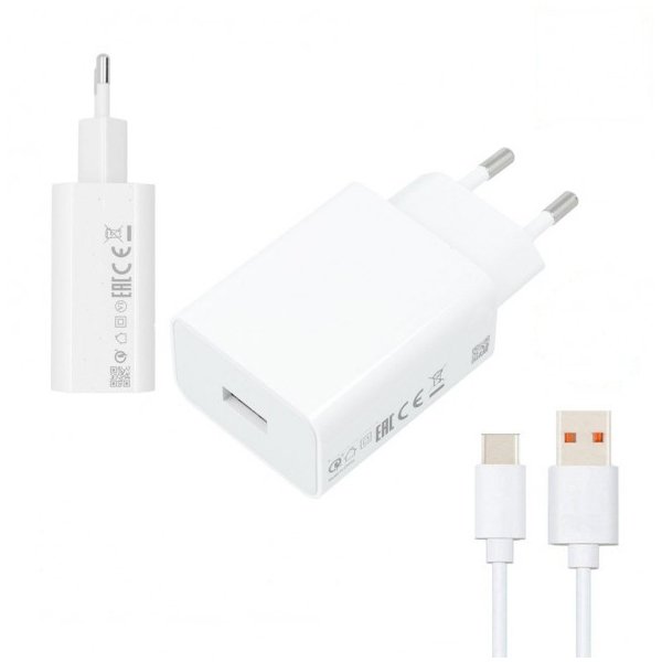 Kit Base de Carregador USB Turbo Fast Charge 33W 3A USB + Cabo de Carregamento Turbo Fast Charge 5A Type-C 1M para Xiaomi Redmi 10 Prime