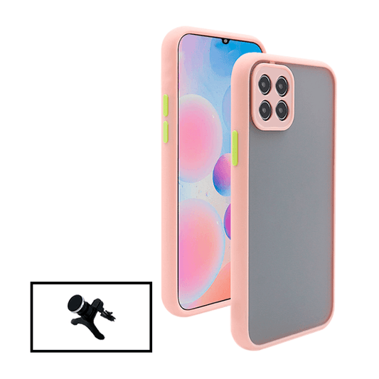 Kit Capa Traseira Proteção Camara + Suporte Magnético Com Pernas para Samsung Galaxy A22 5G - Rosa