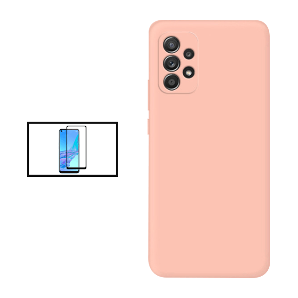 Kit Película de Vidro Temperado GorilasGlass + Capa Proteção Traseira Silicone para Samsung Galaxy A53 5G - Rosa