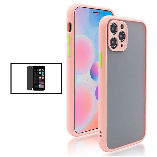 Kit Capa Traseira Proteção Camara + Película de Vidro Temperado Privacidade para Apple iPhone SE 2022 - Rosa