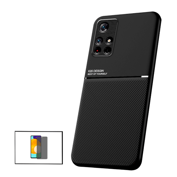 Kit Capa Traseira Magnética Anti Choque + Película de Vidro Temperado GorilasGlass Anti-Spy para Xiaomi Poco M4 Pro 5G