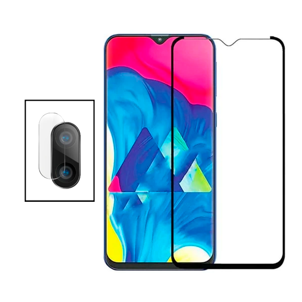 Kit Película Protectora para Câmara Traseira + Película de Vidro Temperado GorilasGlass para Samsung Galaxy M10