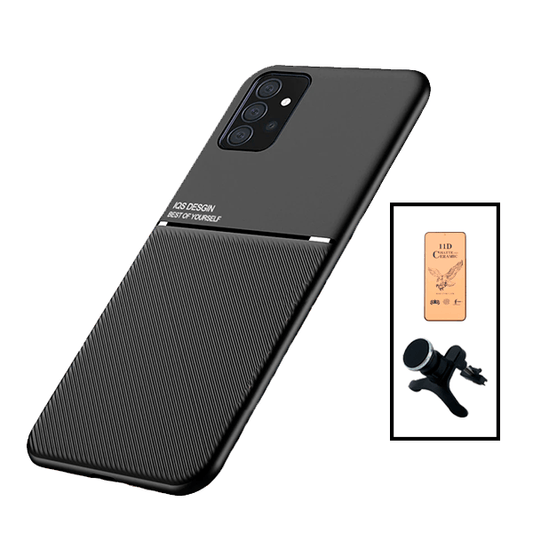 Kit Capa Traseira Magnética Anti Choque + Vidro Temperado Ceramica Full Cover + Suporte Magnético Com Pernas para Samsung Galaxy A52