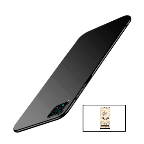 Kit Vidro Temperado Ceramica Full Cover + Capa Rígida e Fina para Samsung Galaxy F22 Preto