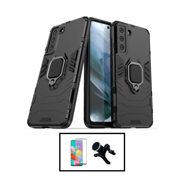 Kit Película de Vidro Temperado GorilasGlass + Capa de Proteção Militar Magnética + Suporte Magnético Com Pernas para Samsung Galaxy S22 5G
