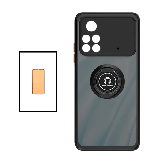 Kit Capa Traseira Proteção Camara + Vidro Temperado Ceramica Full Cover para Xiaomi Poco X4 Pro 5G - Preto