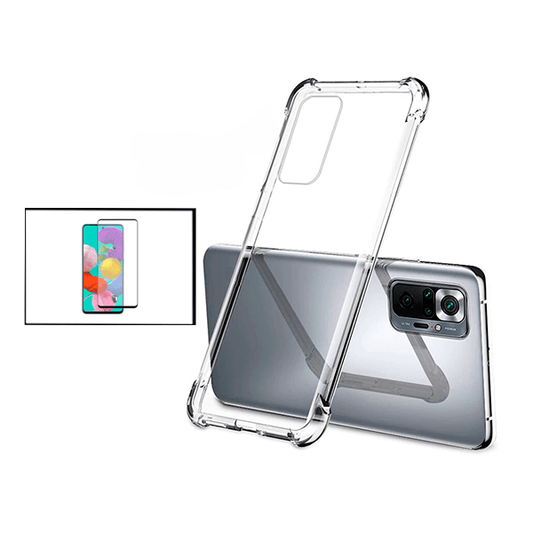 Kit Capa Traseira Super Proteção Transparente + Película de Vidro Temperado GorilasGlass para Xiaomi Redmi Note 10 Pro