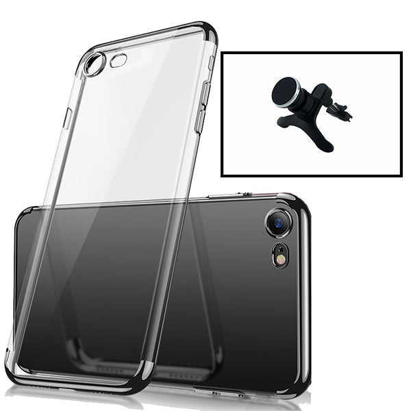 Kit Suporte Magnético Com Pernas + Capa Proteção Traseira Super Slim para Apple iPhone SE 2022 - Preto