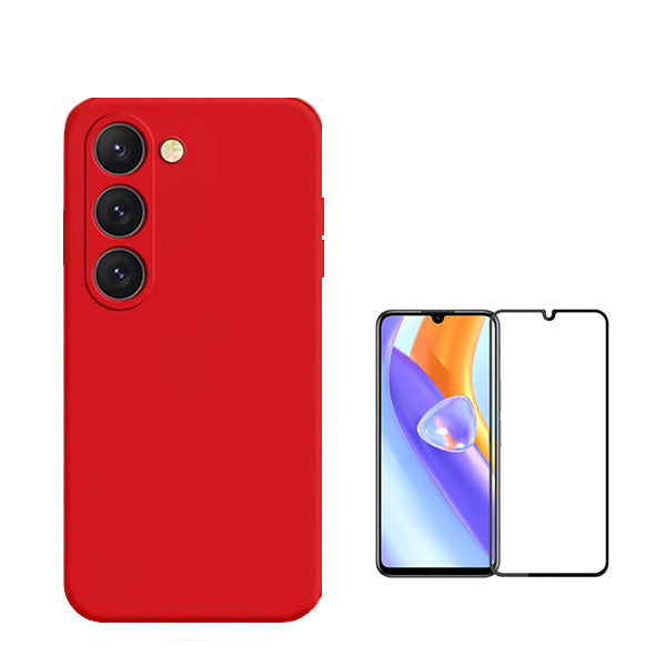 Kit Película de Vidro Temperado GorilasGlass + Capa Proteção Traseira Silicone Phonecare para Samsung Galaxy A15 5G - Vermelho