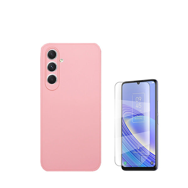Kit Película Protectora de Hydrogel Frente + Capa Proteção Traseira Silicone Phonecare para Samsung Galaxy A15 5G - Rosa