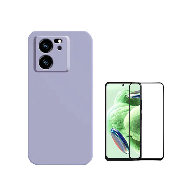 Kit Película de Vidro Temperado GorilasGlass + Capa Proteção Traseira Silicone Phonecare para Xiaomi 13T Pro - Roxo