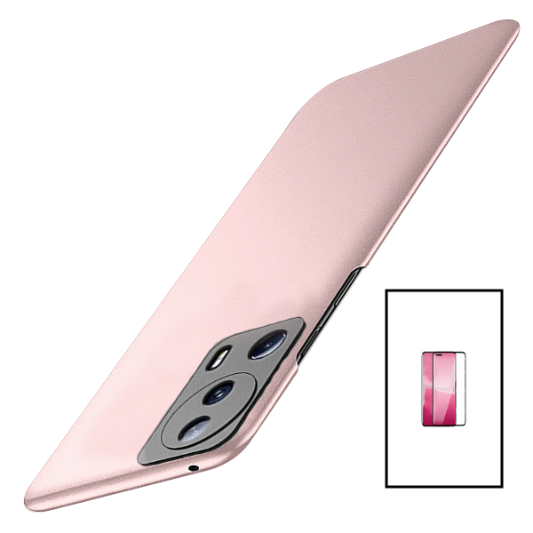 Kit Película de Vidro Temperado GorilasGlass Curvado + Capa Rígida e Fina para Xiaomi 13 Lite - Rosa