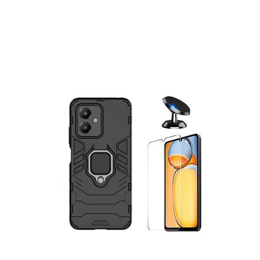 Kit Vidro Temperado ClearGorilasGlass + Capa de Proteção Militar Magnética + Suporte Magnético GIFT4ME para Xiaomi Redmi 13C 5G - Preto