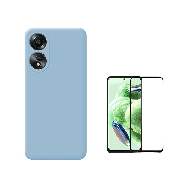 Kit Película de Vidro Temperado GorilasGlass + Capa Proteção Traseira Silicone Phonecare para Oppo A98 - Azul Claro