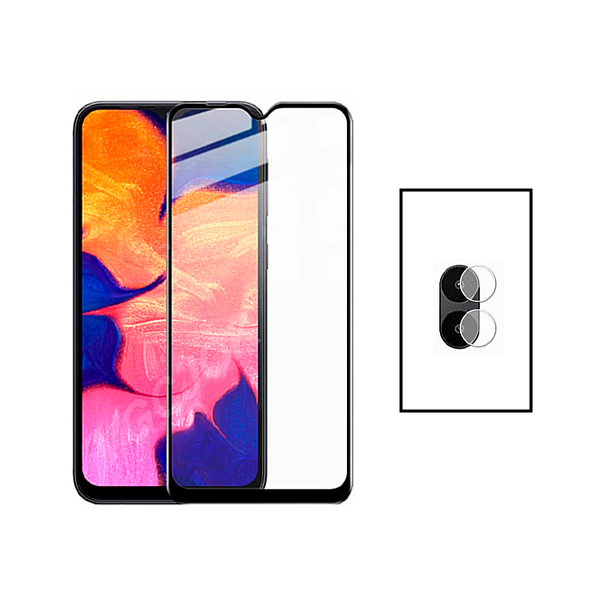 Kit Película Protectora para Câmara Traseira + Película de Vidro Temperado GorilasGlass para Samsung Galaxy M04 - Transparente/Preto