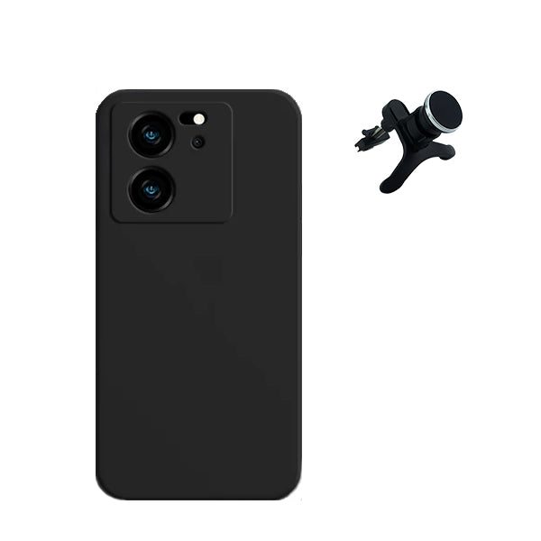 Kit Suporte Magnético Com Pernas + Capa Proteção Traseira Silicone GIFT4ME para Xiaomi 13T - Preto