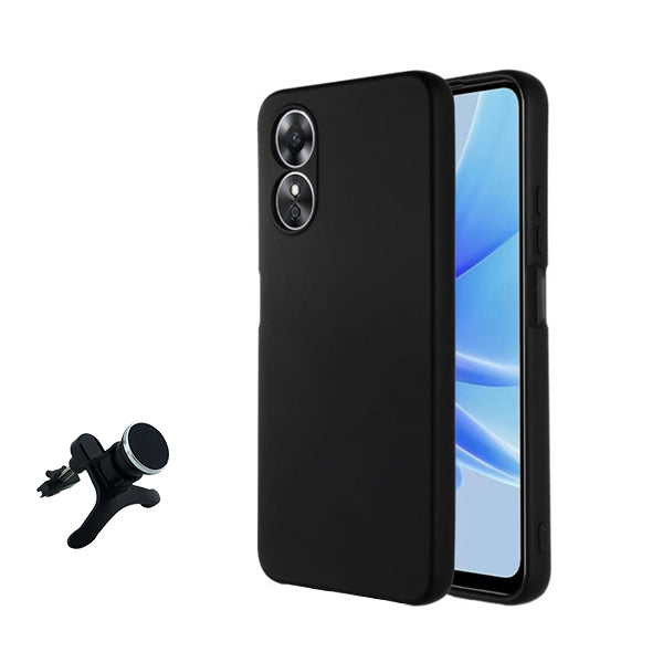 Kit Suporte Magnético Com Pernas + Capa Proteção Traseira Silicone GIFT4ME para Oppo A58 4G - Preto
