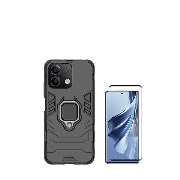 Kit Película de Vidro Temperado GorilasGlass + Capa de Proteção Militar Magnética GIFT4ME para Xiaomi Redmi Note 13 - Preto