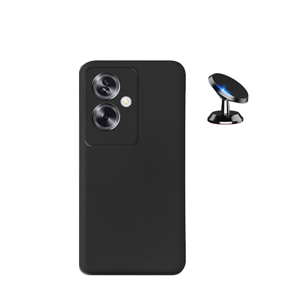 Kit Suporte Magnético + Capa Proteção Traseira Silicone GIFT4ME para Oppo A79 5G - Preto