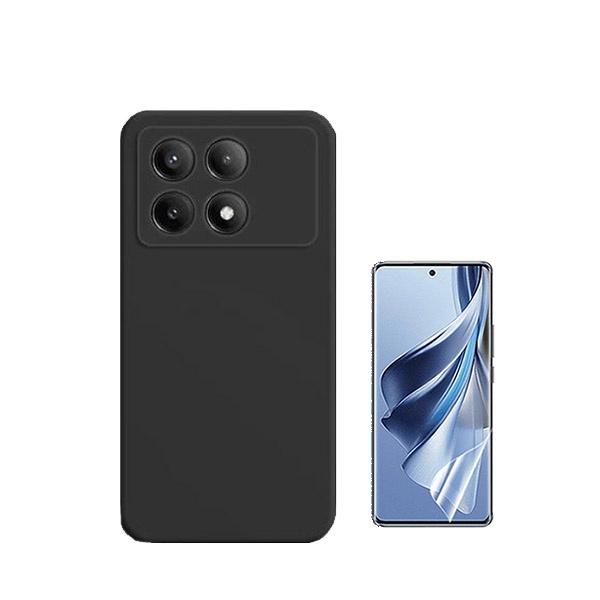 Kit Película Protectora de Hydrogel Frente + Capa Proteção Traseira Silicone GIFT4ME para Xiaomi Poco X6 Pro 5G - Preto