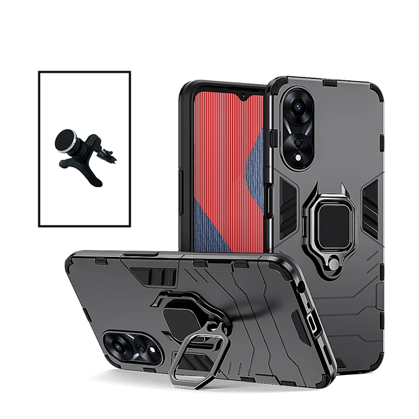 Kit Suporte Magnético Com Pernas + Capa de Proteção Militar Magnética para Oppo A58 - Preto