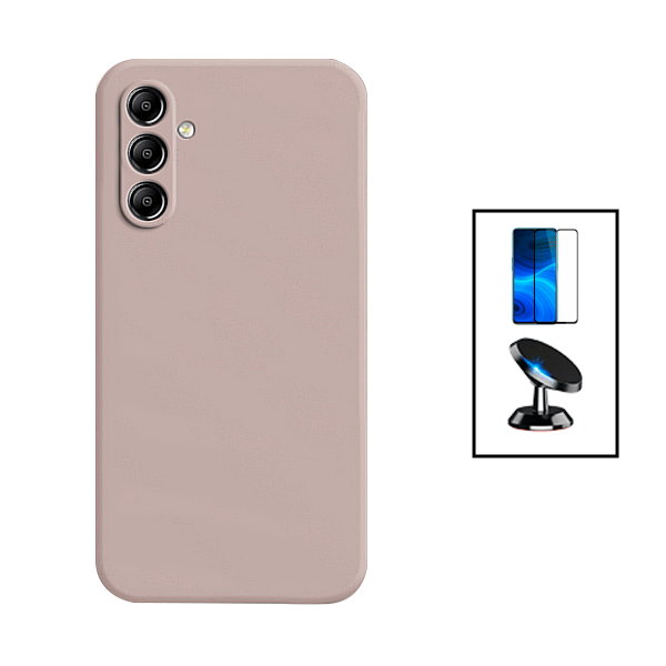 Kit Película de Vidro Temperado GorilasGlass + Capa Proteção Traseira Silicone + Suporte Magnético para Samsung Galaxy A24 4G - Rosa