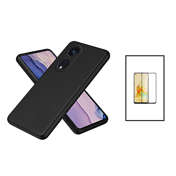 Kit Película de Vidro Temperado GorilasGlass + Capa Proteção Traseira Silicone para Oppo Reno 8T 4G - Preto