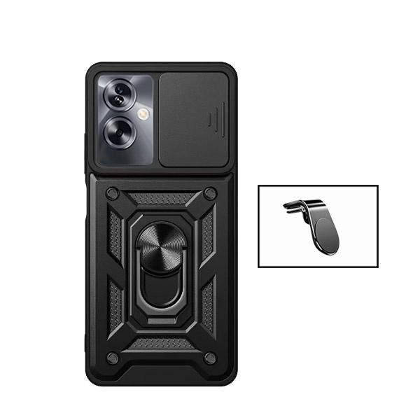 Kit Suporte de Carro Magnético L + Capa de Proteção Militar Magnética Janela Deslizante GIFT4ME para Oppo A79 5G - Preto