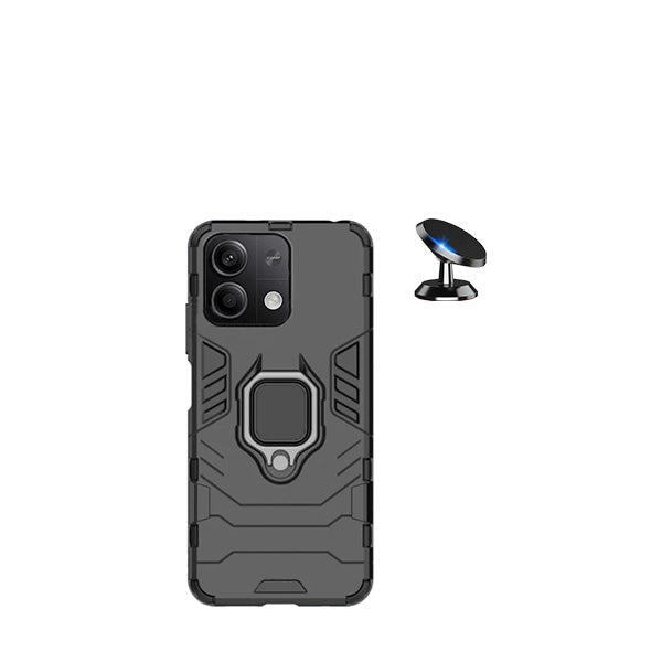 Kit Suporte Magnético + Capa de Proteção Militar Magnética GIFT4ME para Xiaomi Redmi Note 13 - Preto