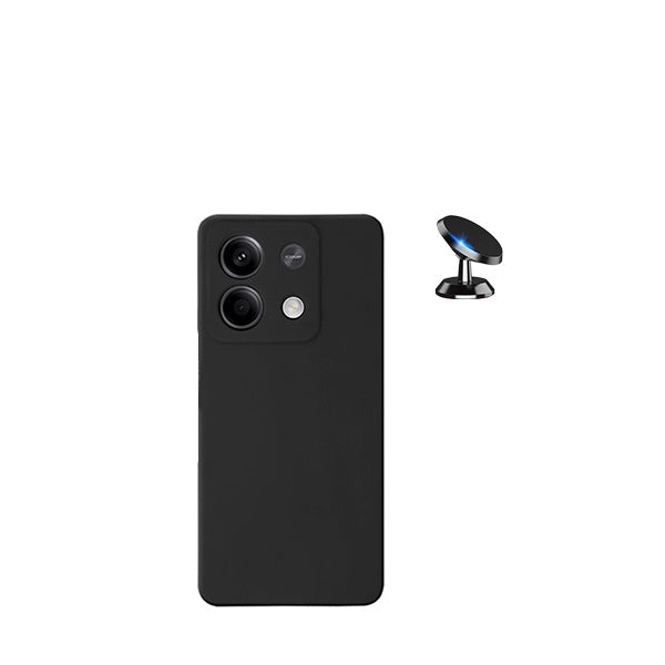 Kit Suporte Magnético + Capa Proteção Traseira Silicone GIFT4ME para Xiaomi Redmi Note 13 Pro - Preto