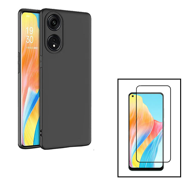 Kit Película de Vidro Temperado GorilasGlass + Capa Rígida e Fina para Oppo A78 4G - Preto