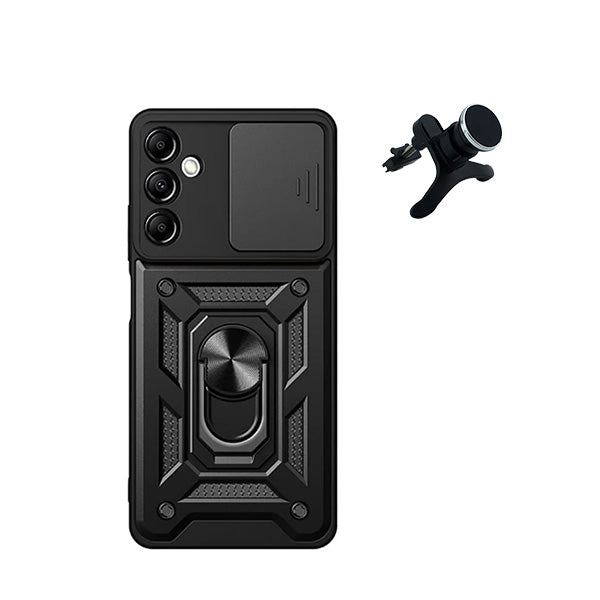 Kit Suporte Magnético Com Pernas + Capa de Proteção Militar Magnética Janela Deslizante GIFT4ME para Samsung Galaxy A15 - Preto