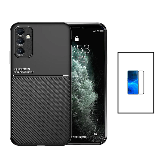 Kit Capa Traseira Magnética Anti Choque + Película de Vidro Temperado GorilasGlass para Samsung Galaxy A14 - Preto