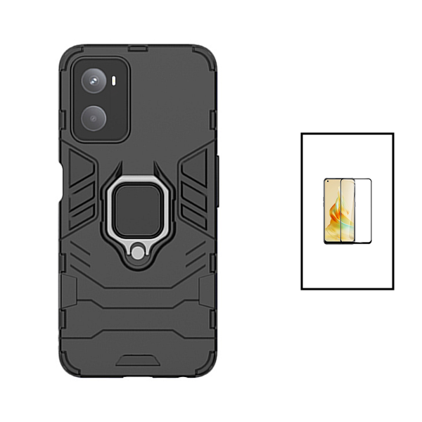 Kit Película de Vidro Temperado GorilasGlass + Capa de Proteção Militar Magnética para Oppo A76 - Preto