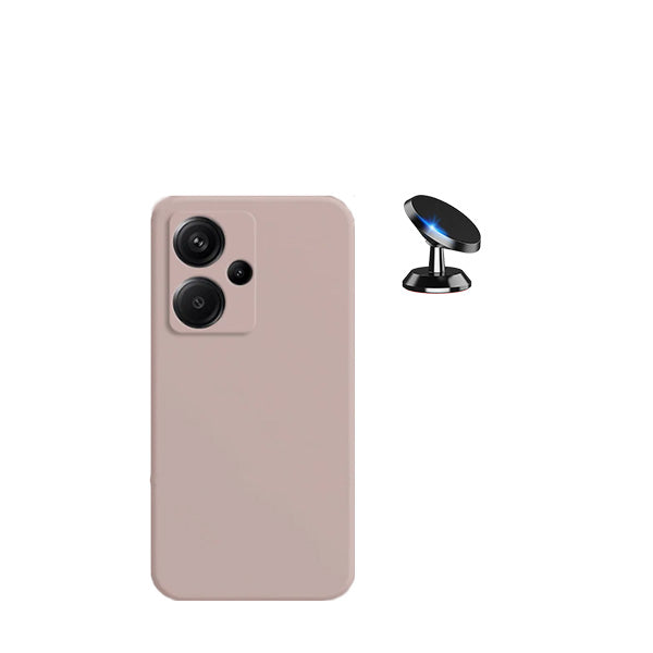 Kit Suporte Magnético + Capa Proteção Traseira Silicone GIFT4ME para Xiaomi Redmi Note 13 Pro+ Plus - Rosa