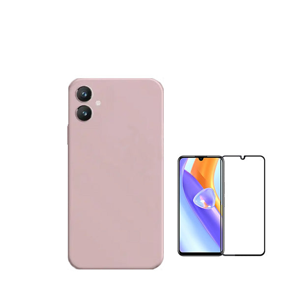 Kit Película de Vidro Temperado GorilasGlass + Capa Proteção Traseira Silicone Phonecare para Samsung Galaxy A05 - Rosa