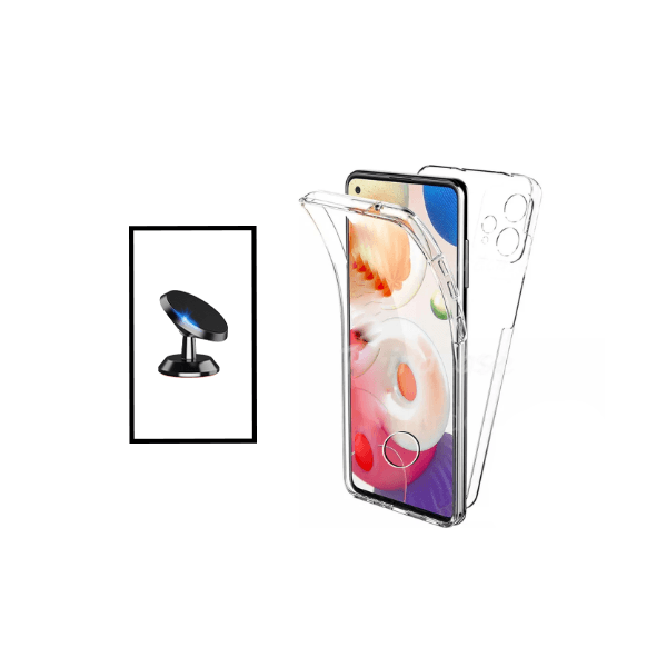 Kit Capa 360° Proteção Frente e Verso + Suporte Magnético para Realme 9i - Transparente/Branco