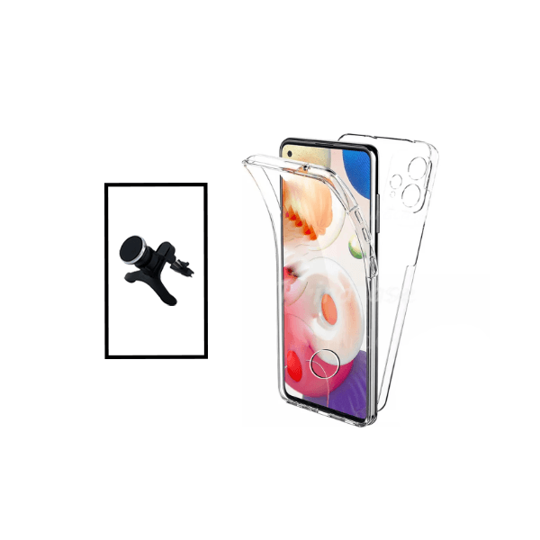 Kit Capa 360° Proteção Frente e Verso + Suporte Magnético Com Pernas para Realme 9i - Transparente/Branco