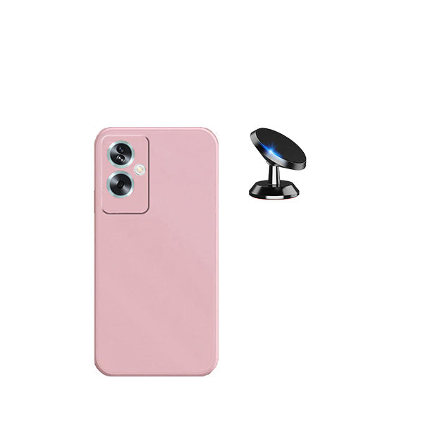 Kit Suporte Magnético + Capa Proteção Traseira Silicone GIFT4ME para Oppo A79 5G - Rosa
