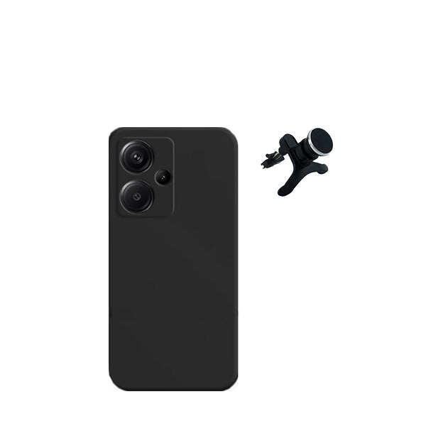 Kit Suporte Magnético Com Pernas + Capa Proteção Traseira Silicone GIFT4ME para Xiaomi Redmi Note 13 Pro+ Plus - Preto